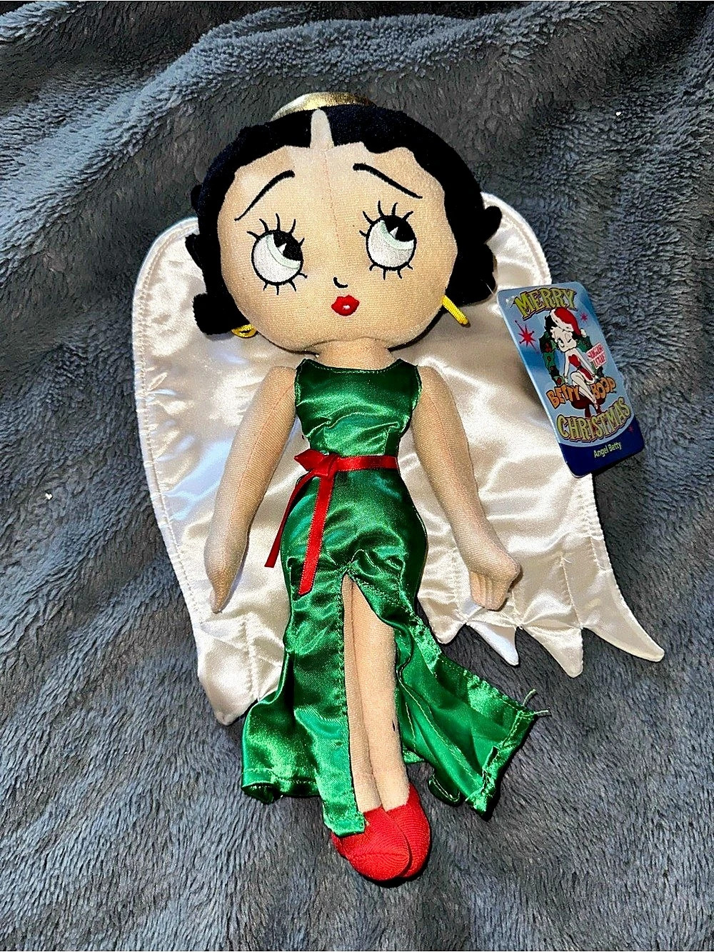 Betty Boop Merry Betty Boop Christmas Angel Plush Doll in Green & Red Like New